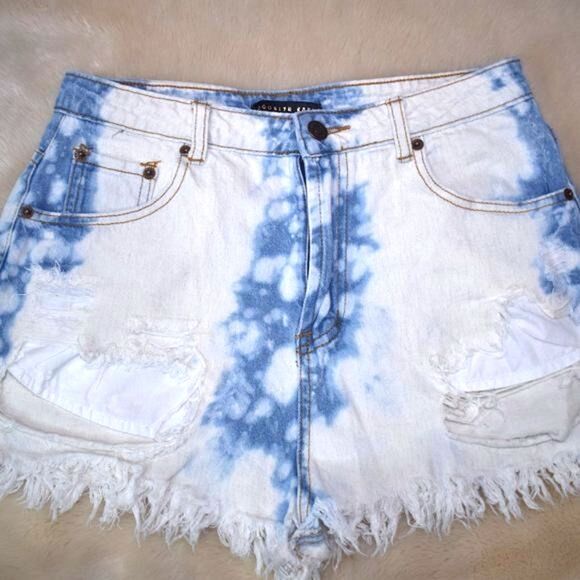 Womens Shorts Size 28 Cutoff Jean Distressed Bleached Highrise High Waist Denim - Picture 4 of 13